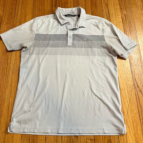 Travis Mathew Polo Shirt Mens Large Stripe Golf Gray * - Picture 1 of 8